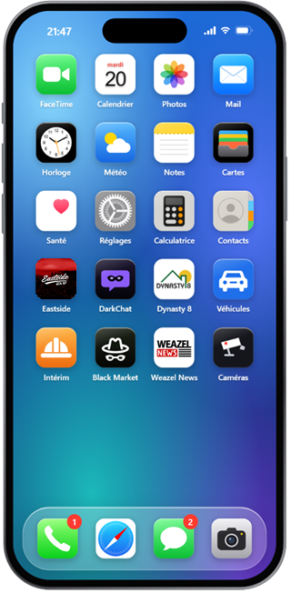 Écran d’accueil du téléphone du serveur